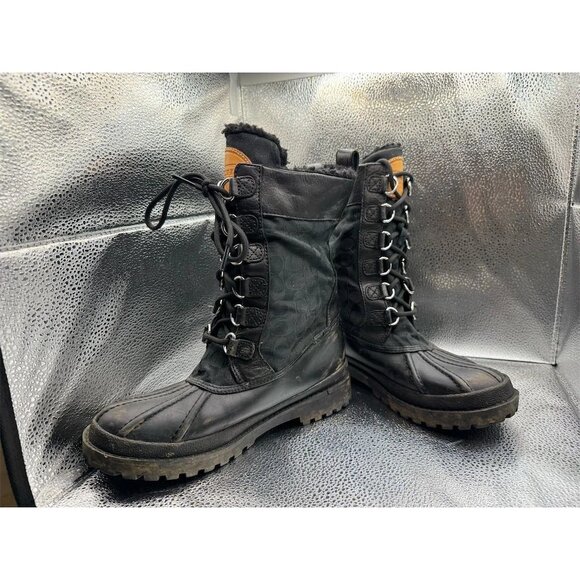 Coach Laura Women's Black Leather Lace Up Duck Boots Size 7B - Picture 2 of 9